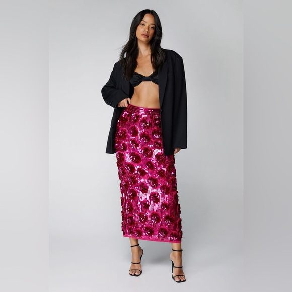 Nasty Gal Dresses & Skirts - Nastygal Sequin Embellished Pink Skirt